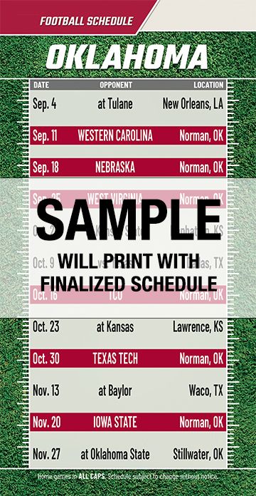 ReaMark Products: Oklahoma College Football Schedules
