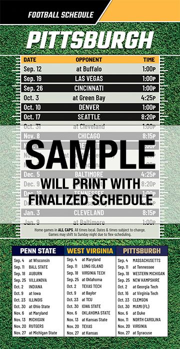 ReaMark Products: Pittsburgh Football Schedules