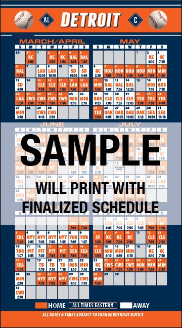 ReaMark Products: Detroit Baseball Schedule