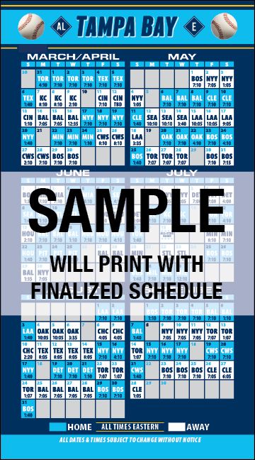 ReaMark Products: Tampa Bay Baseball Schedule