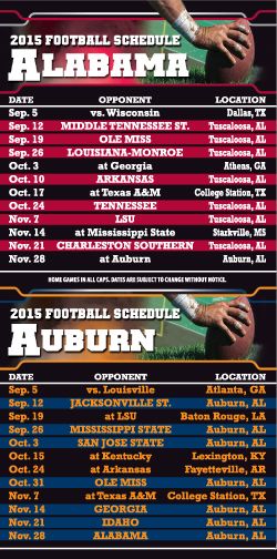 ReaMark Products Alabama Auburn College Football Schedules