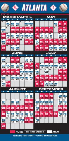 ReaMark Products: Atlanta Baseball Schedule