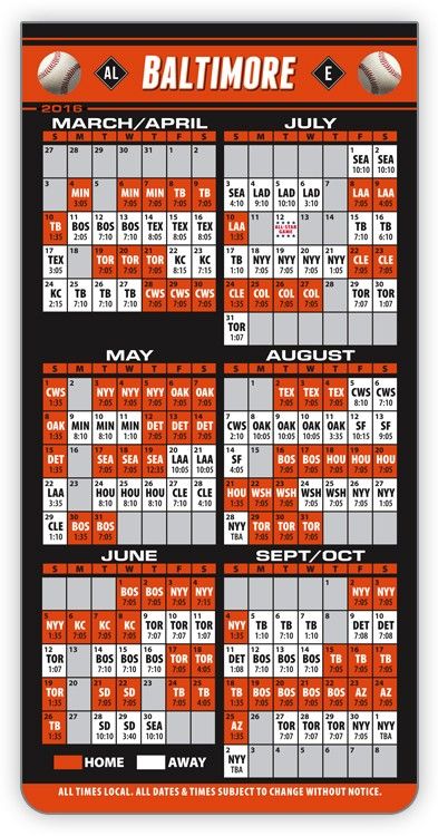 ReaMark Products: Baltimore/Washington Baseball Schedule