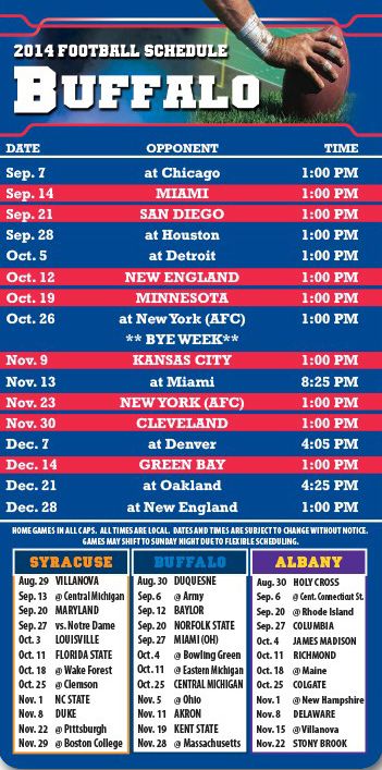 ReaMark Products: Buffalo Football Schedules