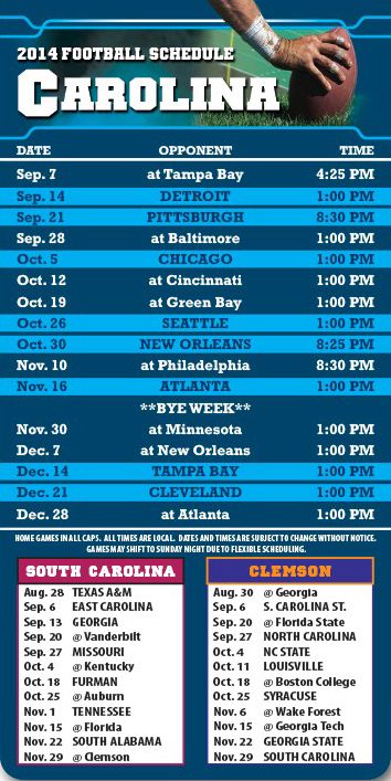 ReaMark Products: Carolina South Football Schedules ReaMark Products: Carolina South Football Schedules