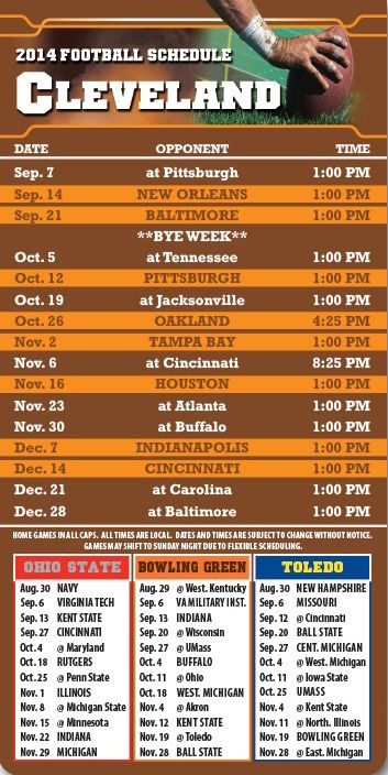 ReaMark Products: Cleveland Football Schedules