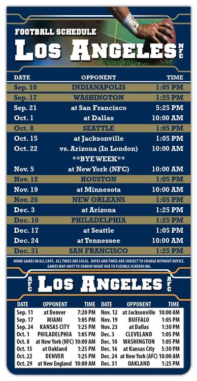 ReaMark Products: Los Angeles Football Schedules