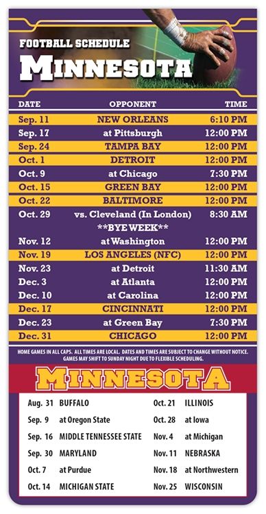 ReaMark Products: Minnesota Football Schedules