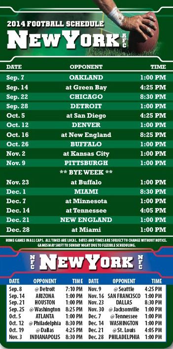 ReaMark Products: New York (AFC) Football Schedules