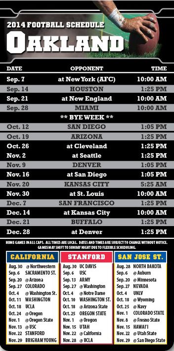ReaMark Products: Oakland Football Schedules