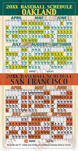 ReaMark Products: Oakland/San Francisco Baseball Schedule