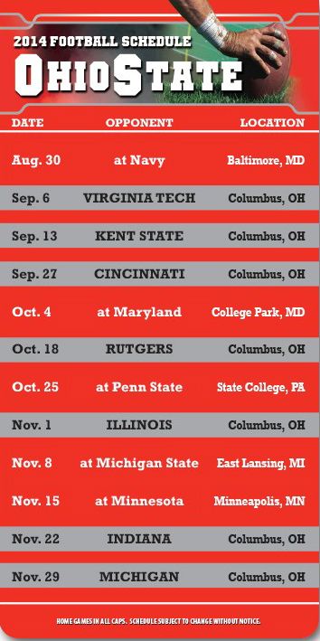 ReaMark Products: Ohio State College Football Schedules