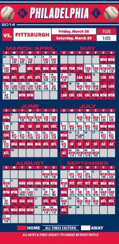 ReaMark Products: Philadelphia Baseball Schedule