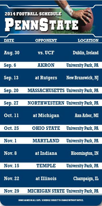 ReaMark Products: Penn State College Football Schedules