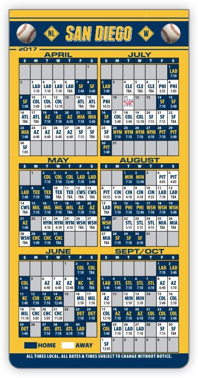ReaMark Products: San Diego Baseball Schedule