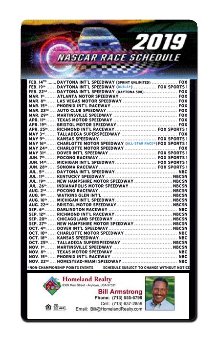 ReaMark Products: 3.5x6 Full Magnet NASCAR Schedule